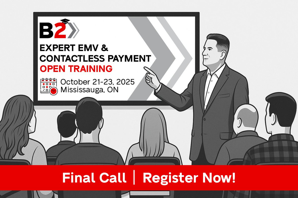 B2Payments's tweet image. Last call to join us October 21–23 for Expert EMV &amp;amp; Contactless Payment Training at B2 Payment Solutions HQ in Mississauga.

Reserve your spot now:
b2ps.com/store/b2-payme…

#B2PaymentSolutions #PaymentsEducation #ContactlessTechnology #EMVTesting #TrainingTools #PaymentTesting