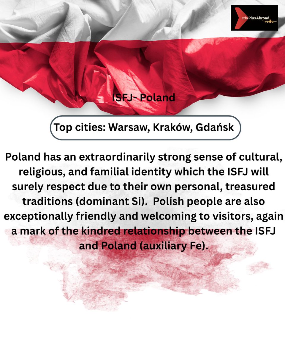 eduPlusAbroad's tweet photo. 🌟 Exploring the world through personality vibes! From Chile's colorful streets to Italy's rich culture, Germany’s cutting-edge trends, and Poland’s warm traditions—where will your MBTI take you next? ✈️💫

Contact +91 9326065988.
+91 93720 79924.
https://t.co/d4l5CP2aYd https://t.co/x4q0UTK4eJ