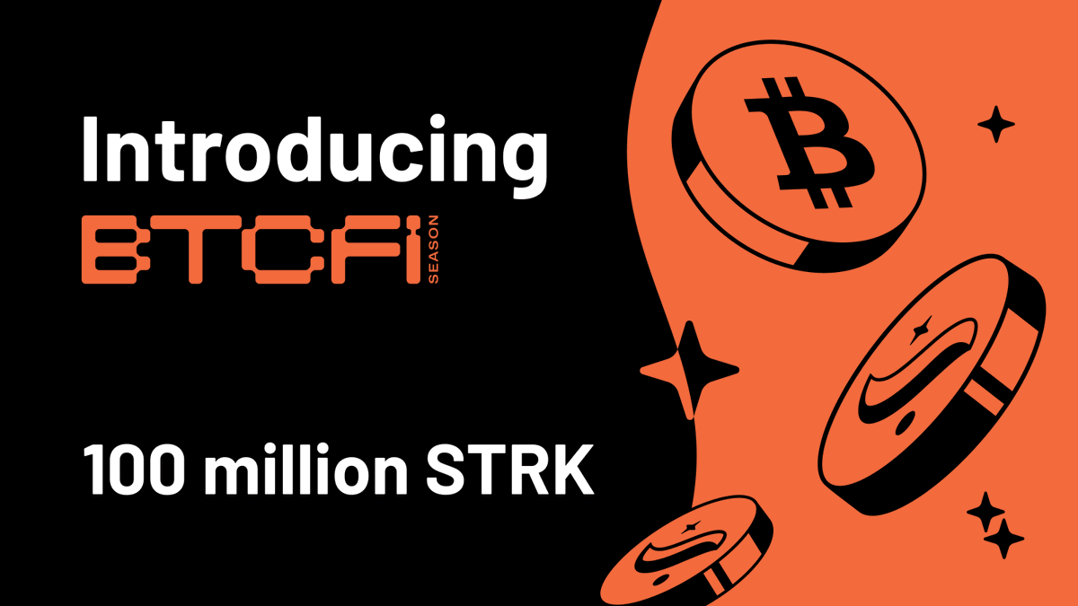 100M STRK. One mission

Make Starknet the epicentre of Bitcoin DeFi

Introducing BTCFi, the largest incentive program in Starknet history 🧵