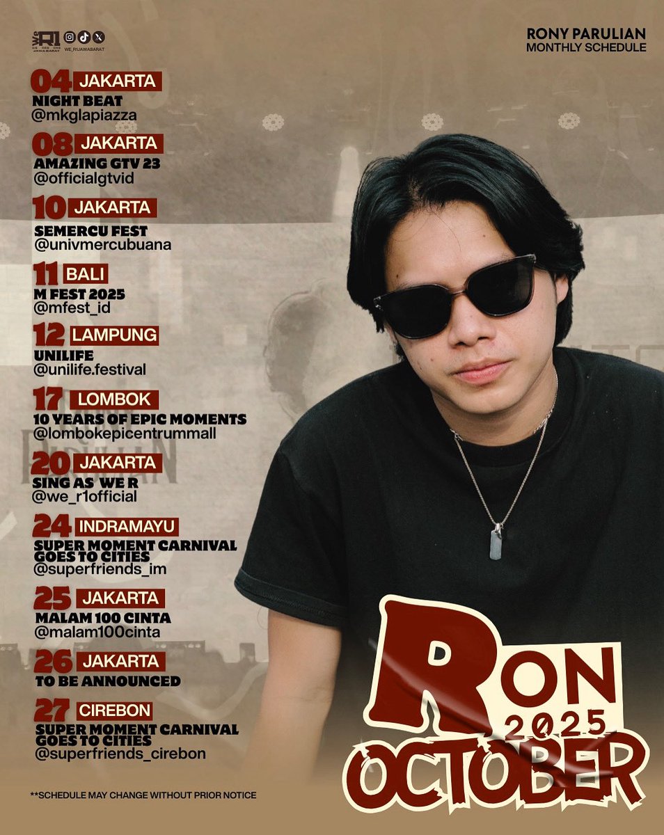 we_r1jawabarat's tweet photo. Hi October!β¨π«Άπ»
Finally rony keliling jabar nih?! Kira-kira mau ketemu Rony dikota mana?π₯°
See you around WeR1 Jabar!β€οΈ
#RonyParulian #RonOctober https://t.co/qZXVkLQe5q