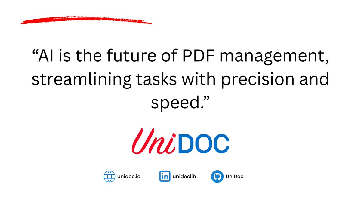 UniDocLib's tweet image. AI is the future of PDF management, revolutionizing efficiency with every document. 📈 Unlock the power of precision and speed to transform your workflow.
🌟 The future of document management is here. 🌍
#AIForEfficiency #SmartWorkflows #WorkSmarter #InnovationInAction