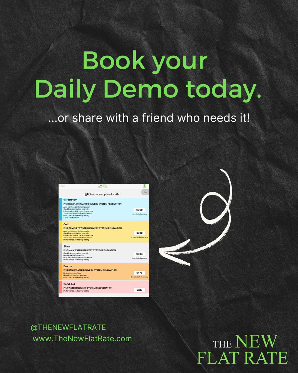 TheNewFlatRate's tweet image. Did you know you can book a FREE demo of The New Flat Rate? 🙌 
Even better—it happens EVERY day.

👉 Book yours today: hubs.ly/Q03KTh0n0

#TheNewFlatRate #DailyDemo #MenuPricing #DailyDemoSeries #PricingForContractors