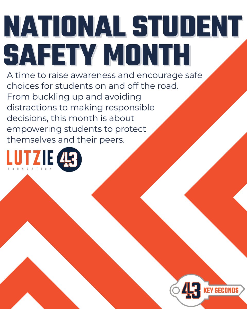 lutzie43's tweet photo. From buckling up every ride to putting phones away behind the wheel, students have the power to make choices that protect themselves and their peers. Take #43KeySeconds today and commit to safe decisions on campus, on the road and everywhere in between. #StudentSafetyMonth https://t.co/37tGIyyTmQ