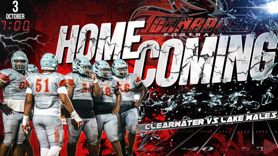 Clearwater Tornadoes Football (@chs_tornadoes) on Twitter photo HOMECOMING 2025!!! Vs Lake Wales! 2 Playoff Teams going to War in Season! What a playoff caliber matchup for our Tornadoes 🌪️ #DefendTheWater!!! HOMECOMING 2025!!! Vs Lake Wales! 2 Playoff Teams going to War in Season! What a playoff caliber matchup for our Tornadoes 🌪️ #DefendTheWater!!!