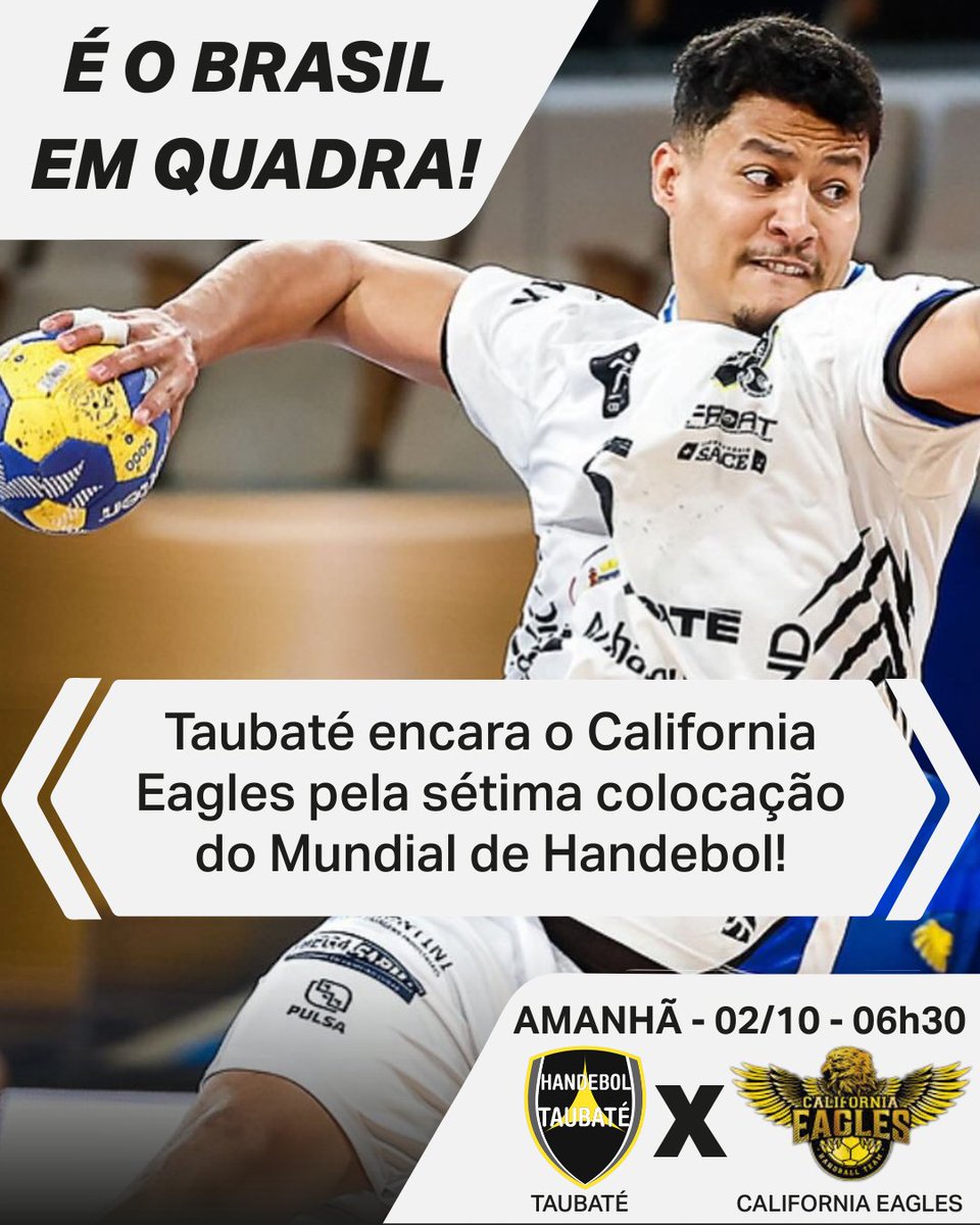 xsportsbrasil's tweet image. PRA CIMA DELES, TAUBATÉ! VAMOS JUNTOS TORCER PELO BRASIL NO MUNDIAL DE HANDEBOL! 

Taubaté e California Eagles é amanhã, quinta-feira, 02 de outubro, às 06h30, na Xsports na TV aberta! VEEEM! 

Acerte na ❌ 

#Xsports #Taubaté #MundialDeHandebol #Handebol #CaliforniaEagles