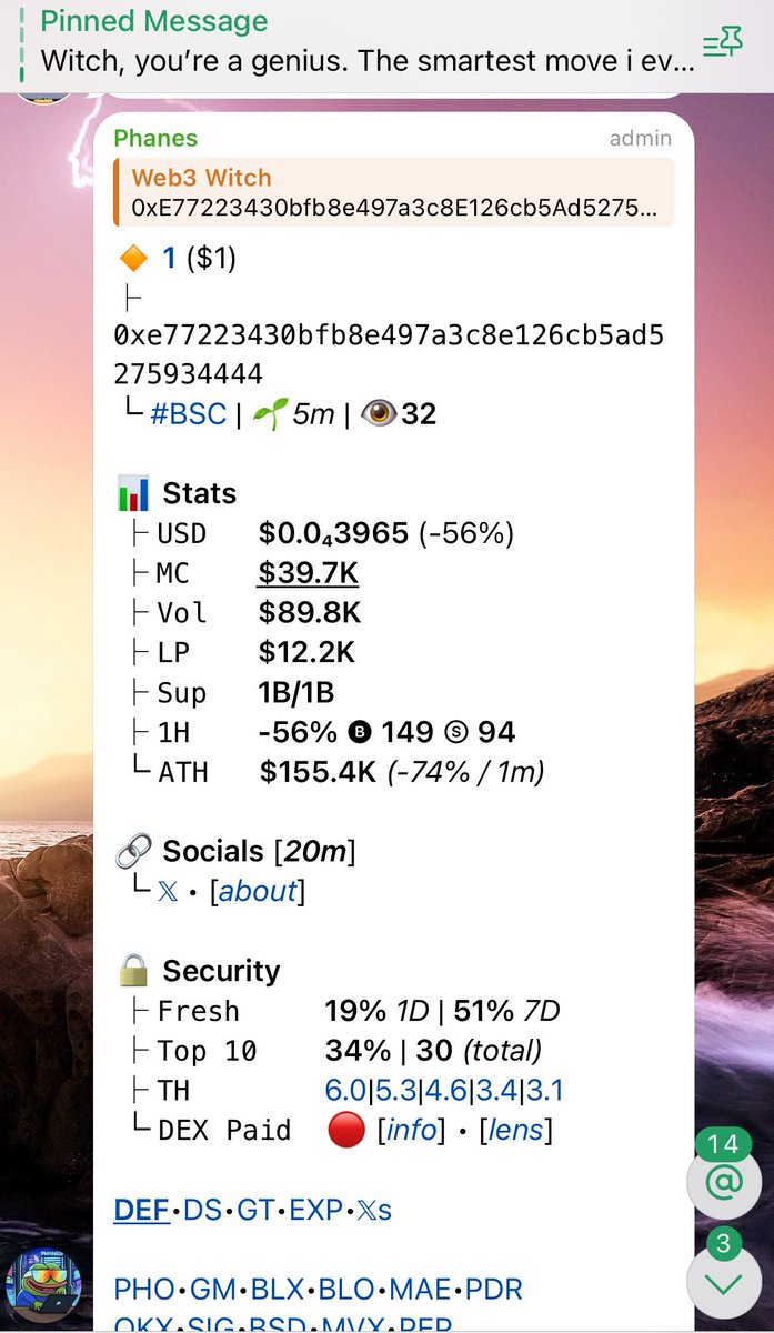 Web3_Witchh's tweet image. 🚀 Fresh CA Drop 🚀
CA: 0xe77223430bfb8e497a3c8e126cb5ad5275934444
Ticker: $1 

This one’s heating up fast—don’t wait till it’s too late. My TG frens always get the entry before X catches fire. 🔥
👉 Join the hive: t.me/Web3_Witchh

#one #Solana #helevier #memecoin #Crypto…