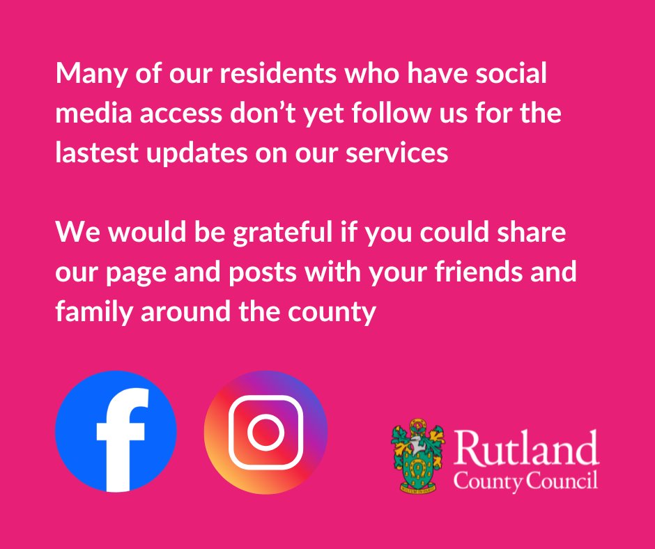 Many of our residents with access to social media don't yet follow us for the latest updates on our services. We would be grateful if you could share our page and posts with your friends and family around the county. ❣️