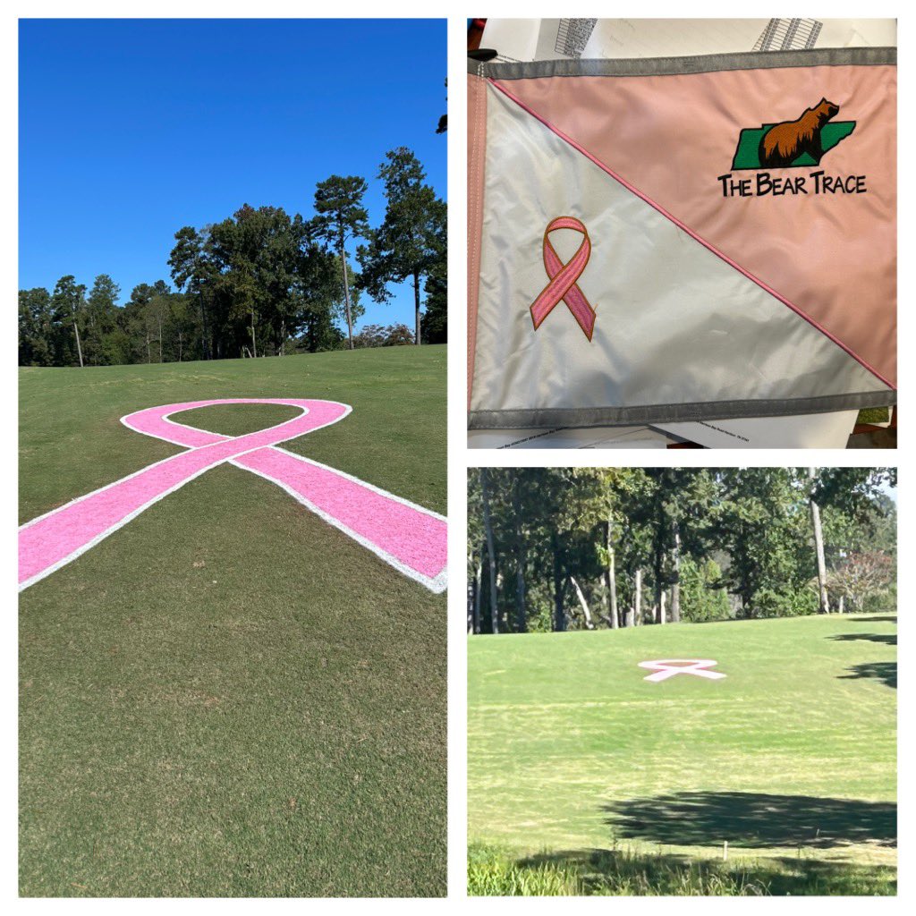 Stepping up our #BreastCancerAwarenessMonth game this year to show greater support. 24’ tall pink ribbon on #18 fairway. Can’t miss it. 😉