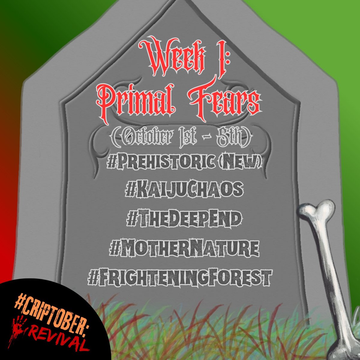 MikeeMort's tweet photo. Hello ghouls, goblins and various otherworldly beings, today is the first official day of #Criptober! The overall theme for this week is Primal Fears, and today’s terrifying theme is Prehistoric!
#ArtPrompt #SpookySeason #Prehistoric #PrimalFears #CriptoberWeekOne https://t.co/lBWAeMHmii