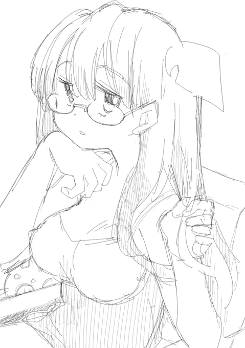 眼鏡の日ということで〆切ごはんのゆかりさんラフ描き 