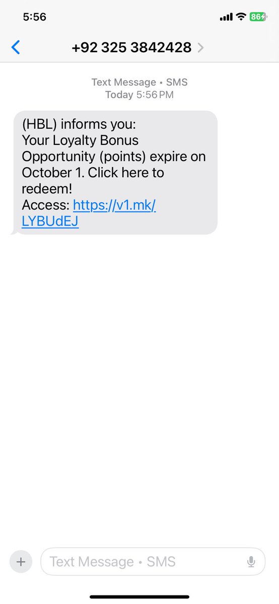 AliChundrigar's tweet photo. @HBLPak I don’t bank with HBL nor do I hold any of your cards, yet I just received this text (screenshot attached). Sharing for your attention &amp; any action you may deem necessary. https://t.co/Fv7P2q7Ter