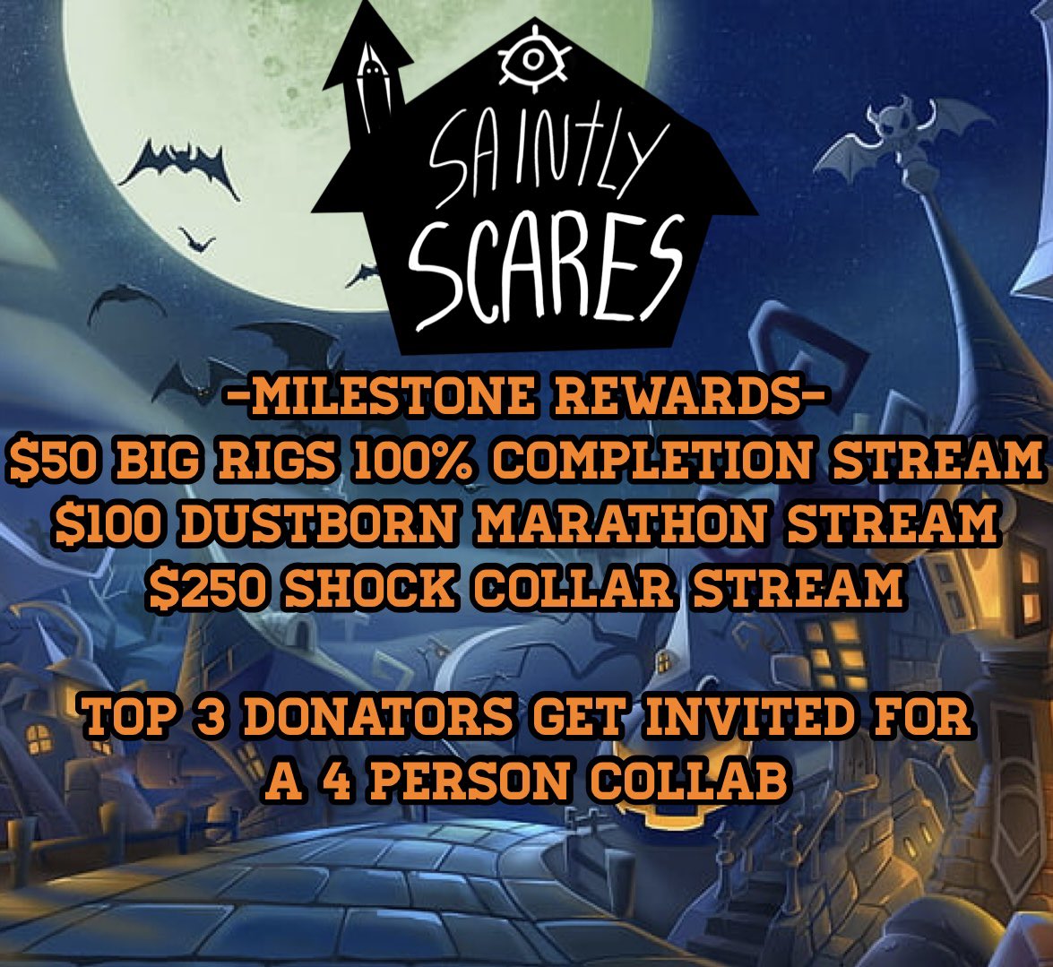 5pm CST! We’ll be returning to Postal Brain Damaged

Also these are my milestone rewards for #SaintlyScares