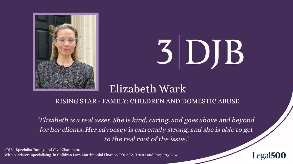 Elizabeth Wark - ‘Elizabeth is a real asset. She is kind, caring, and goes above and beyond for her clients. Her advocacy is extremely strong, and she is able to get to the real root of the issue.’

#Legal500 #L500 #Legal5002026