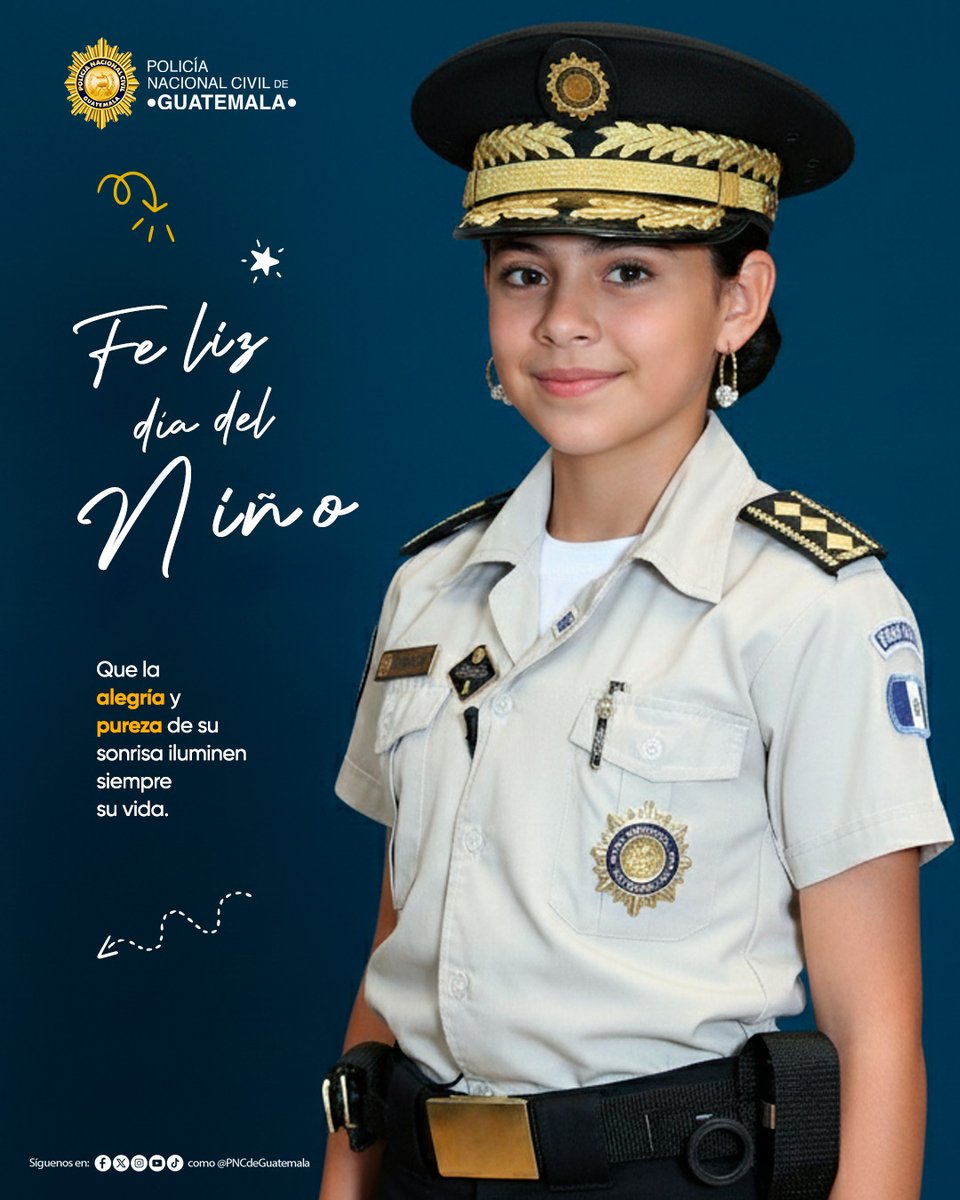 PNCdeGuatemala's tweet photo. Corre, ríe, sueña y juega, el mundo es tuyo, ¡Feliz Día del Niño! te desea la Policía Nacional Civil.

#PNCenAcción https://t.co/HPkb24B3mc