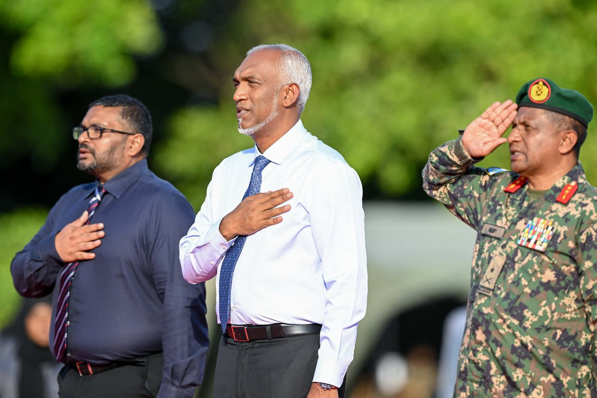 RaeesMuizzu (@raees_muizzu) on Twitter photo President Dr <a href="/MMuizzu/">Dr Mohamed Muizzu</a> and First Lady <a href="/sajidhaamohamed/">First Lady Sajidha Mohamed</a> attend the inauguration ceremony of the Maldives National Service. President Dr <a href="/MMuizzu/">Dr Mohamed Muizzu</a> and First Lady <a href="/sajidhaamohamed/">First Lady Sajidha Mohamed</a> attend the inauguration ceremony of the Maldives National Service.