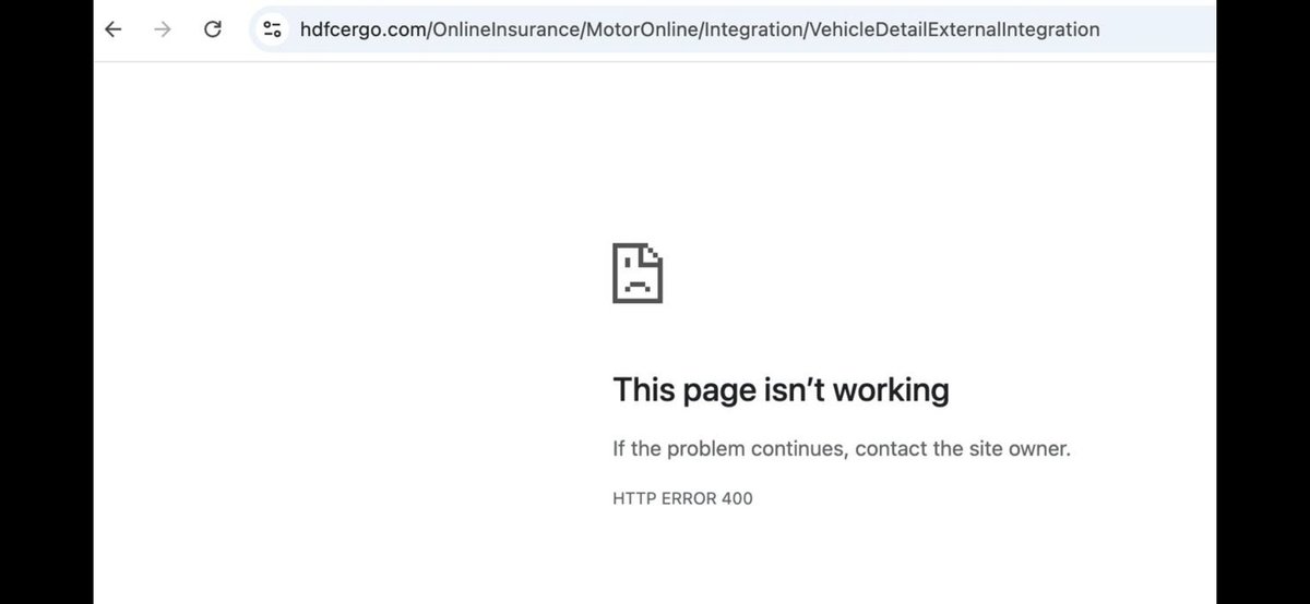 sucoder's tweet image. This @HDFCERGOGIC is one of the largest motor insurance companies in India and can't run their tech platforms. Can't renew online because of course 404 !