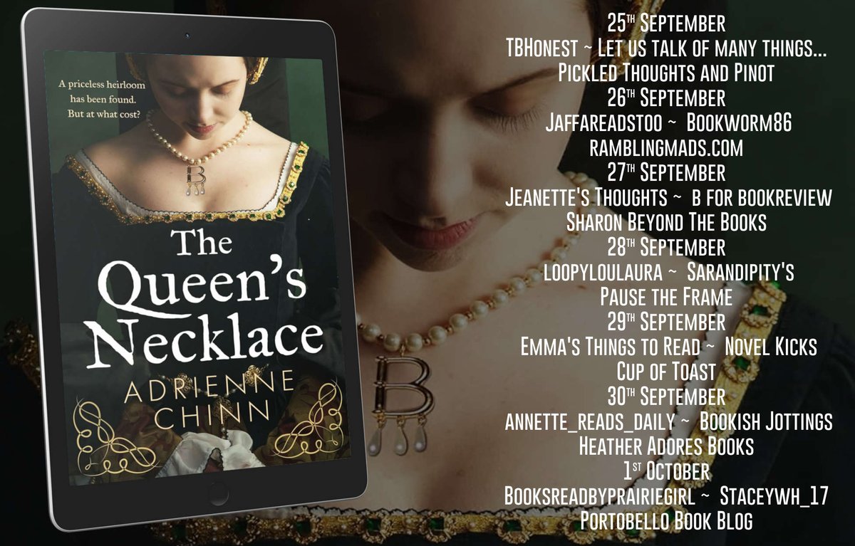 rararesources's tweet image. Today @adriennechinn is answering @portybelle's #threetwoone quick fire questions about The Queen's Necklace portobellobookblog.com/2025/10/01/thr… @0neMoreChapter_
