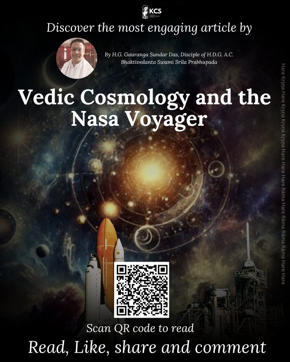 gaurangasundarD's tweet photo. Vedic Cosmology and NASA Voyager: A fascinating article by H.G. Gauranga Sundar Das exploring how modern science and Vedānta converge to explain the cosmos.
Read, contemplate, and share your reflections!

https://t.co/Jf63Pq3iNQ https://t.co/YiqjidhGVa