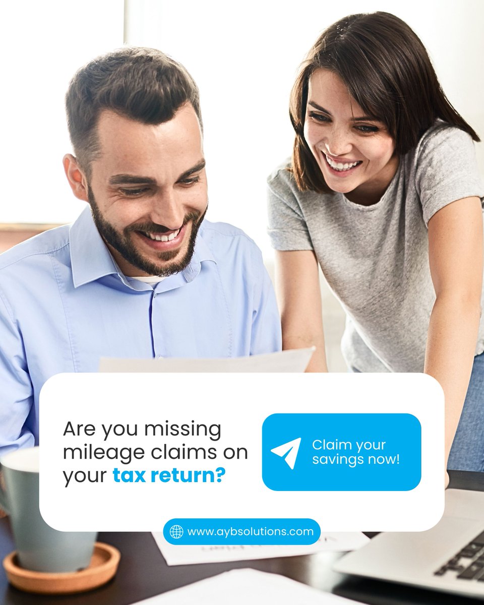 AYBSolutions's tweet image. Are you forgetting to claim your business mileage on your taxes? 

Those drives add up to real money you&apos;re leaving with the IRS.

Our team makes it simple to track and maximize your deduction.

Message us to get started.

#BusinessSolutions #TaxHelp #FinancialPlanning #Growth