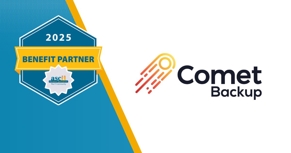 asciigroup's tweet image. We are pleased to announce that @CometBackup has partnered with The ASCII Group to provide an exclusive benefit for our community. 

Visit member.ascii.com to learn more about this members-only offering.

#MSP #ITCommunity