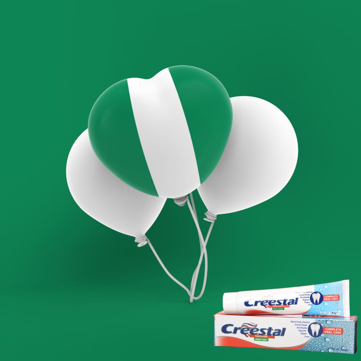 This Independence Day, we’re not just free, we’re a smile that's CREESTAL Clear off foreign dependence.

Proudly homegrown for every smile !!!

#NigeriaIndependenceDay 
#CreestalToothpaste