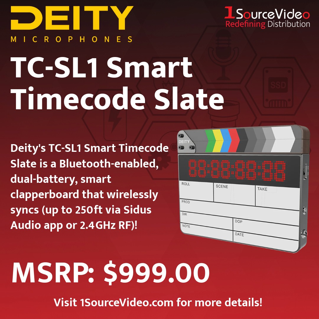 1sourcevideo's tweet image. The @DeityMicrophone SL1 Smart Timecode Slate features Sidus Audio™ wireless sync, Bluetooth control, and a bright display—designed for modern on-set workflows.
#DeitySL1 #TimecodeSlate #DeityMicrophones #SmartSlate #FilmGear #SyncTools #SetLife