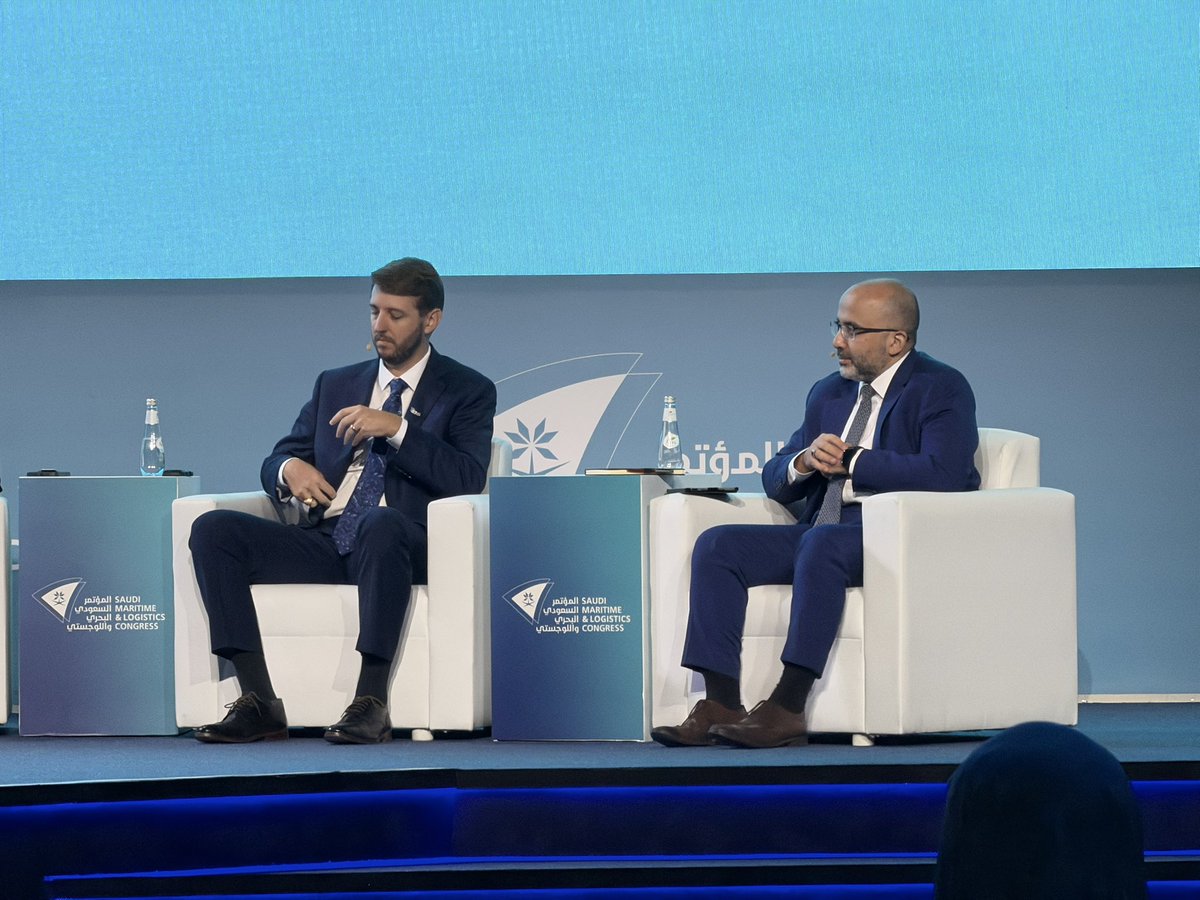 SaudiMaritime's tweet photo. Panel Discussion – State of the Industry | Shifts in Global Trade & Regional Development
Join industry leaders as they examine global trade disruptions, decarbonisation, digitalisation, and opportunities in the GCC.

📌 Moderator: Eithne Treanor, Founder & CEO, E Treanor Media

🎙️ Panelists: Yousef Aldossary (TGA), Jerry Kalogiratos (Capital Clean Energy Carriers), Mohammed Alsinan (Bahri), Poul Hestbaek (Folk Maritime), Jasmin Fichte (Fichte & Co.), Joshua Divin (ABS), Abdul Fahl (TT Club Gulf)

Be part of the discussion shaping the future of shipping and global logistics.

#SMLC2025 #GlobalTrade #MaritimeFuture

جلسة حوارية – حالة القطاع | تحولات التجارة العالمية والتنمية الإقليمية. 

انضمّوا إلى روّاد القطاع في نقاش عن اضطرابات التجارة العالمية، وإزالة الكربون، والتحول الرقمي، والفرص المتاحة في دول مجلس التعاون الخليجي.

📌 المُحاورة: إيثني ترينور، المؤسسة والرئيسة التنفيذية لشركة E Treanor Media

🎙️المتحدثون: يوسف الدوسري (الهيئة العامة للنقل)، جيري كالوجيراتوس (Capital Clean Energy Carriers)، محمد السنان (بحري)، بول هيستباك (فُلك البحرية)، ياسمين فيخته (Fichte & Co.)، جوشوا ديفين (ABS)، عبدول فهل (TT Club Gulf)

كن جزءًا من النقاش الذي يشكّل مستقبل الشحن واللوجستيات العالمية

#SMLC2025 #التجارة  #المستقبل_البحري
