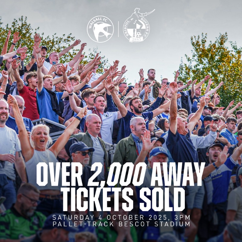 Official_BRFC's tweet photo. 🚨 SELL OUT WARNING! 🚨

There are less than 100 tickets remaining for our away match against Walsall. 

Tickets will no longer be available to purchase on the day, so buy yours now to avoid disappointment. 🎟️

Thanks for your fantastic support on the road, Gasheads! ⛽