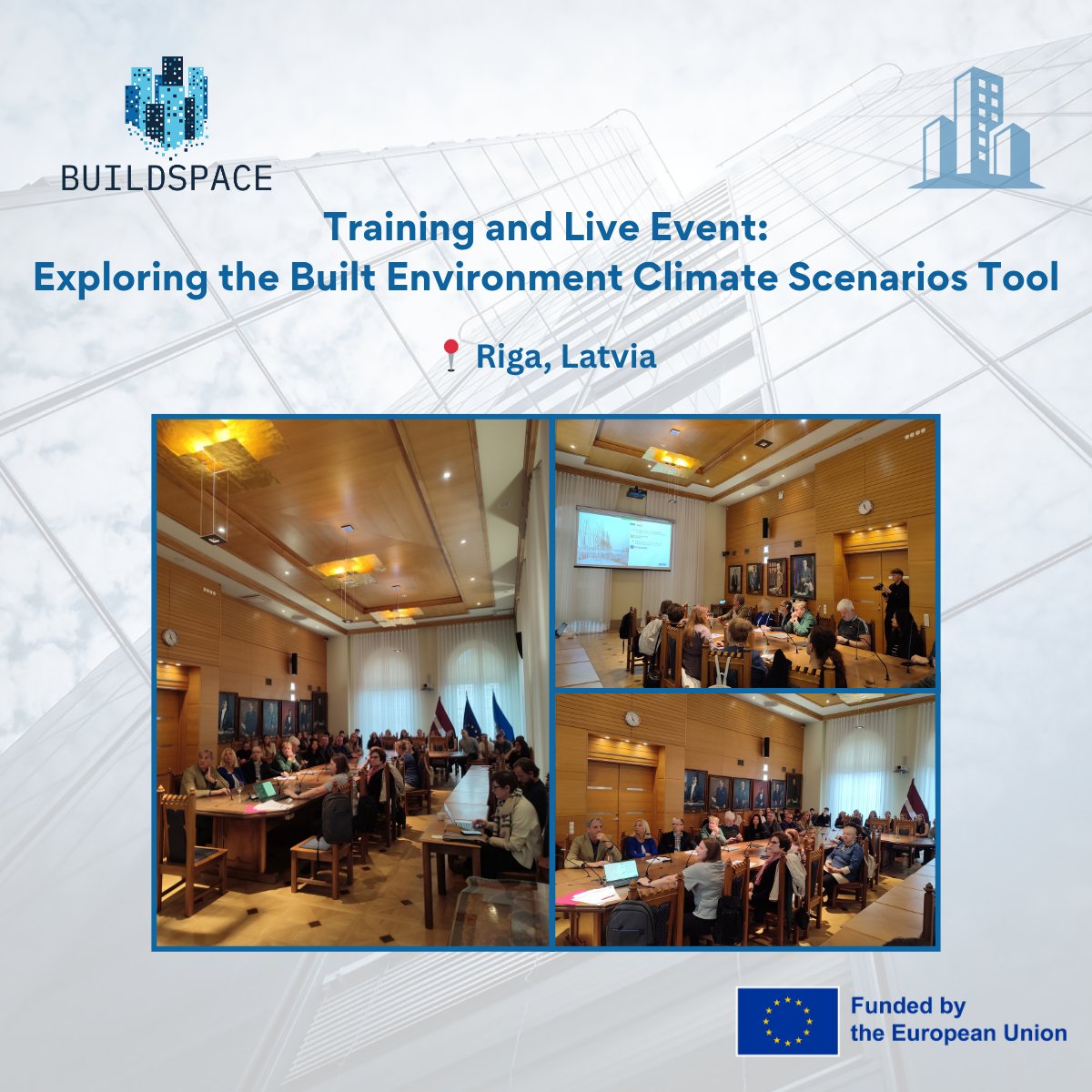 BUILDSPACE_EU's tweet image. On Sept 24, Riga hosted a BUILDSPACE training on Exploring the Built Environment Climate Scenarios tool

💡 Participants learned how the service helps cities:

✅ Forecast energy demand under climate change
✅ Plan retrofitting strategies
✅ Unlock solar PV potential
#BUILDSPACE