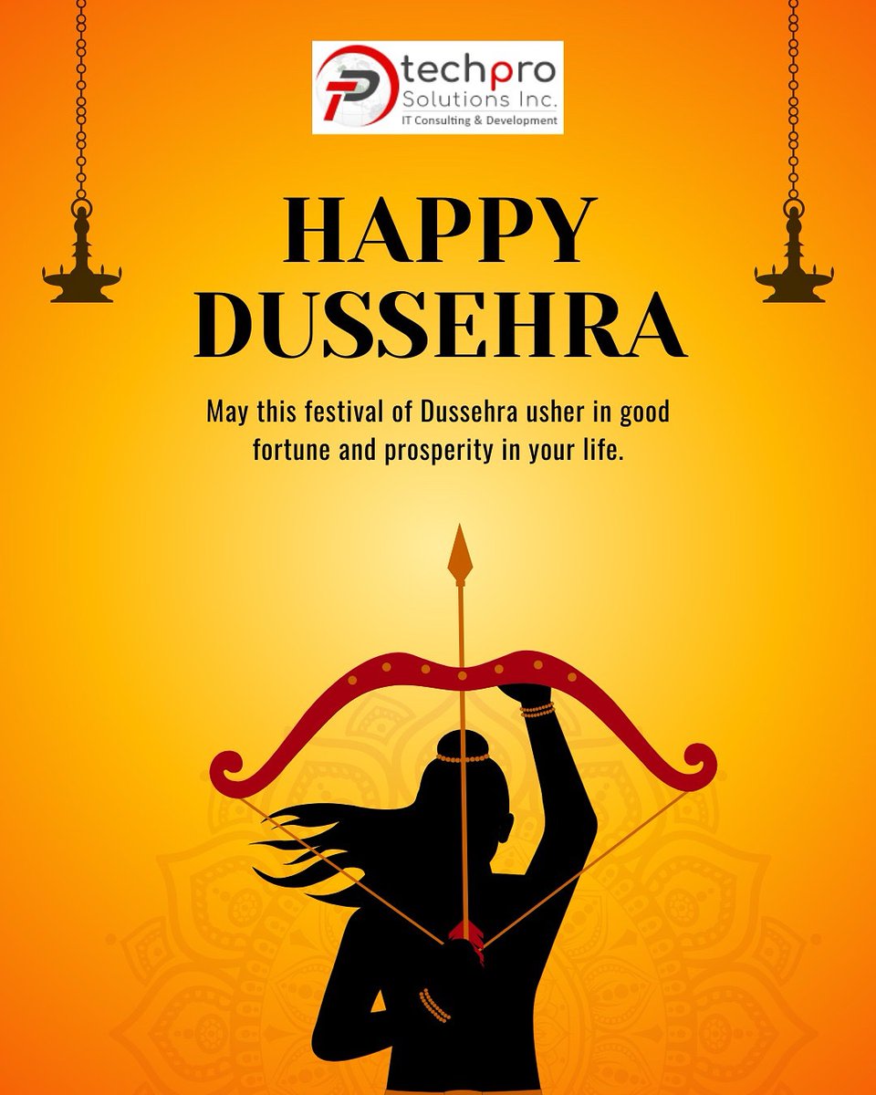 TekProSol's tweet image. May this Dussehra inspire you to conquer challenges and rise higher in your career. Warm wishes from Techpro Solutions.
#TechproSolutions #HappyDussehra #Vijayadashami #FestivalOfVictory #GoodOverEvil #DussehraCelebration #FestiveIndia #RavanaDahan #DussehraVibes