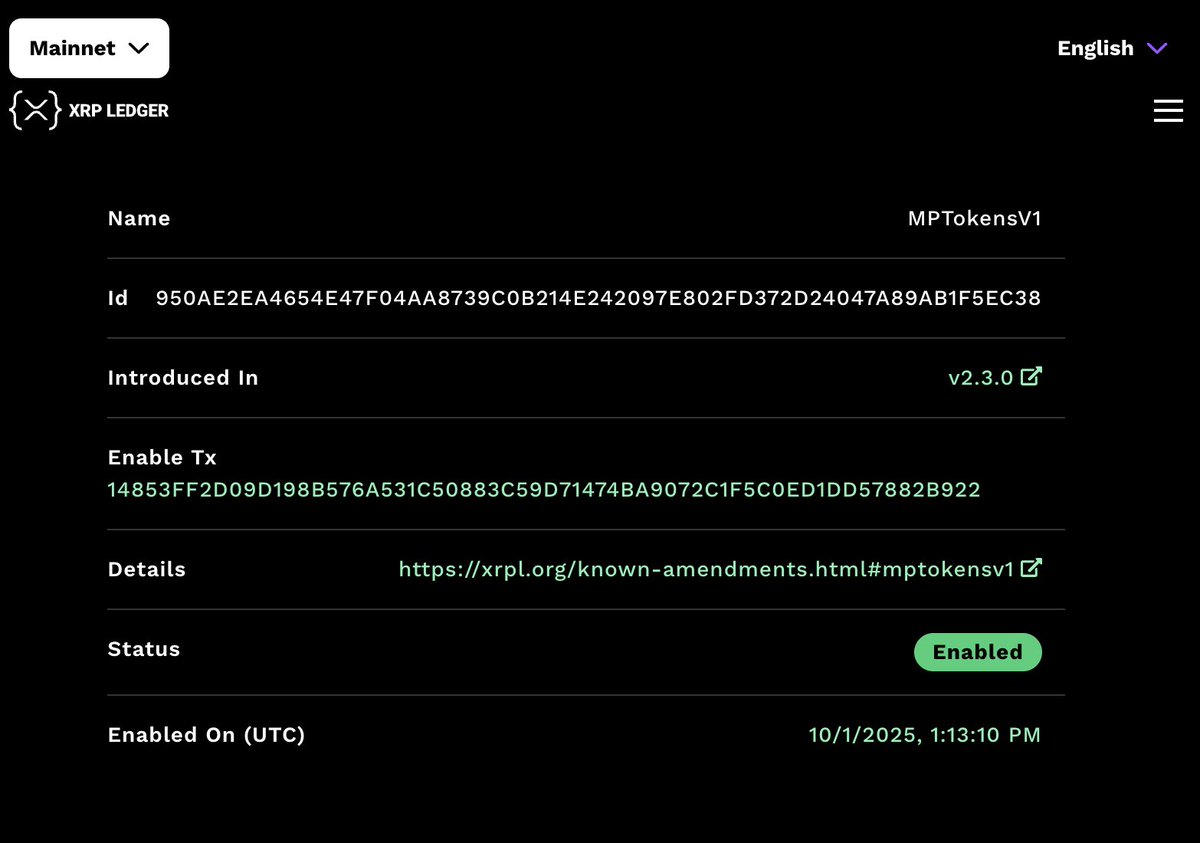 1/ The Multi-Purpose Token (MPT) standard is now live on the XRP Ledger mainnet.

It’s a new native token standard designed to make issuing real-world assets onchain far simpler, safer, and more aligned with how financial institutions operate.