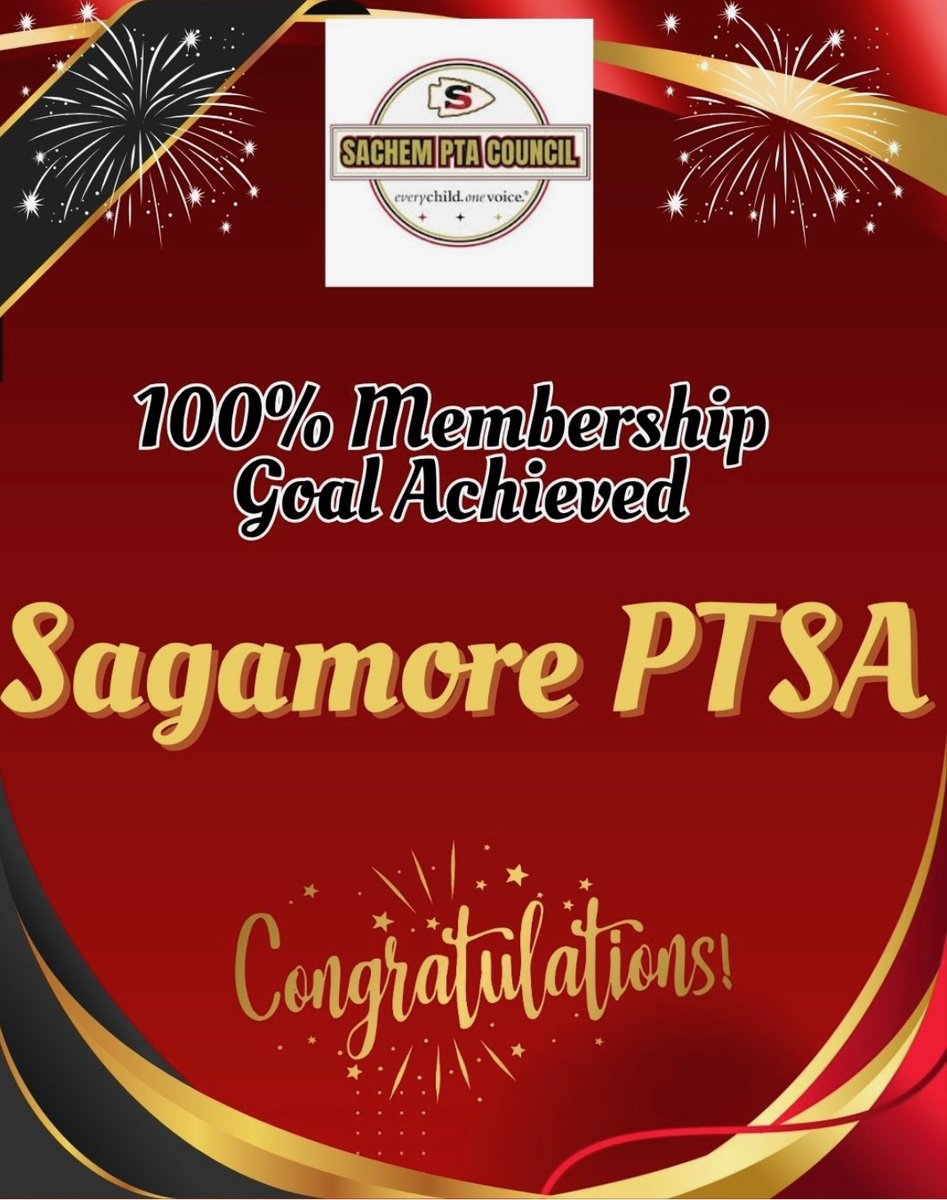 Big shoutout to Seneca PTA &amp; Sagamore PTSA for reaching 100% membership this year! 🏆👏
A true team effort showing the power of family + school community working together. #PTAProud #100PercentStrong #SachemCommunity