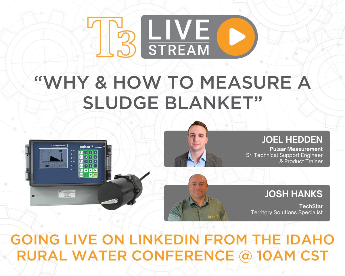 TechStarIS's tweet image. Live at 10 AM CST!
We’re going LIVE from the Idaho Rural Water Conference with our partners at Pulsar Measurement to dive into: "Why & How To Measure A Sludge Blanket"
If you’re in water treatment, you won’t want to miss this. Join us on LinkedIn & see the session in real time