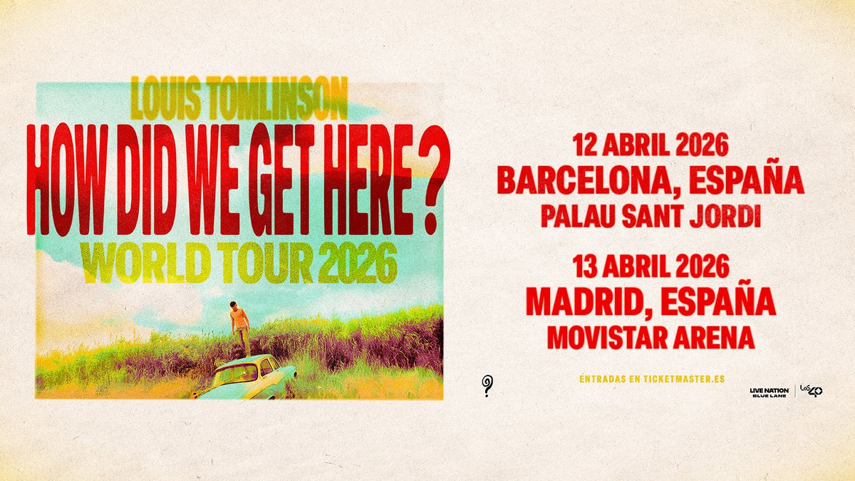 Ticketmaster España (@ticketmasteres) on Twitter photo ¡No podemos creerlo! 🍋 ✨ <a href="/Louis_Tomlinson/">Louis Tomlinson</a> pasará por España con el How did we get here? World Tour 2026 🎶
📍 12 de abril Barcelona - Palau Sant Jordi
📍 13 de abril Madrid - Movistar Arena
🎫 Entradas disponibles el 10 de octubre a las 10:00 en ticketmaster.es ¡No podemos creerlo! 🍋 ✨ <a href="/Louis_Tomlinson/">Louis Tomlinson</a> pasará por España con el How did we get here? World Tour 2026 🎶
📍 12 de abril Barcelona - Palau Sant Jordi
📍 13 de abril Madrid - Movistar Arena
🎫 Entradas disponibles el 10 de octubre a las 10:00 en ticketmaster.es