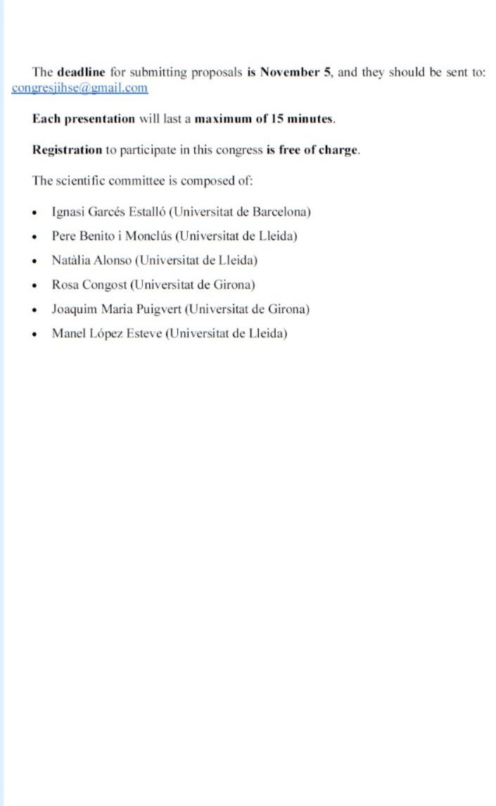 📢Call for Papers: III Congress of Young Researchers in Social and Economic History

Theme: Methodological Challenges

📍University of Lleida, February 2-4, 2026

⏳Deadline for submissions: November 5th

congresjihse@gmail.com

Hope to see you there!