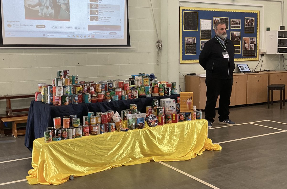 Pastor Peter led our Harvest Assembly today 🌾 We're so thankful to our families for their generous donations. All items will be delivered to the Free Church and donated to our local food bank, The Community Fridge. 💛 #Harvest #CommunitySupport