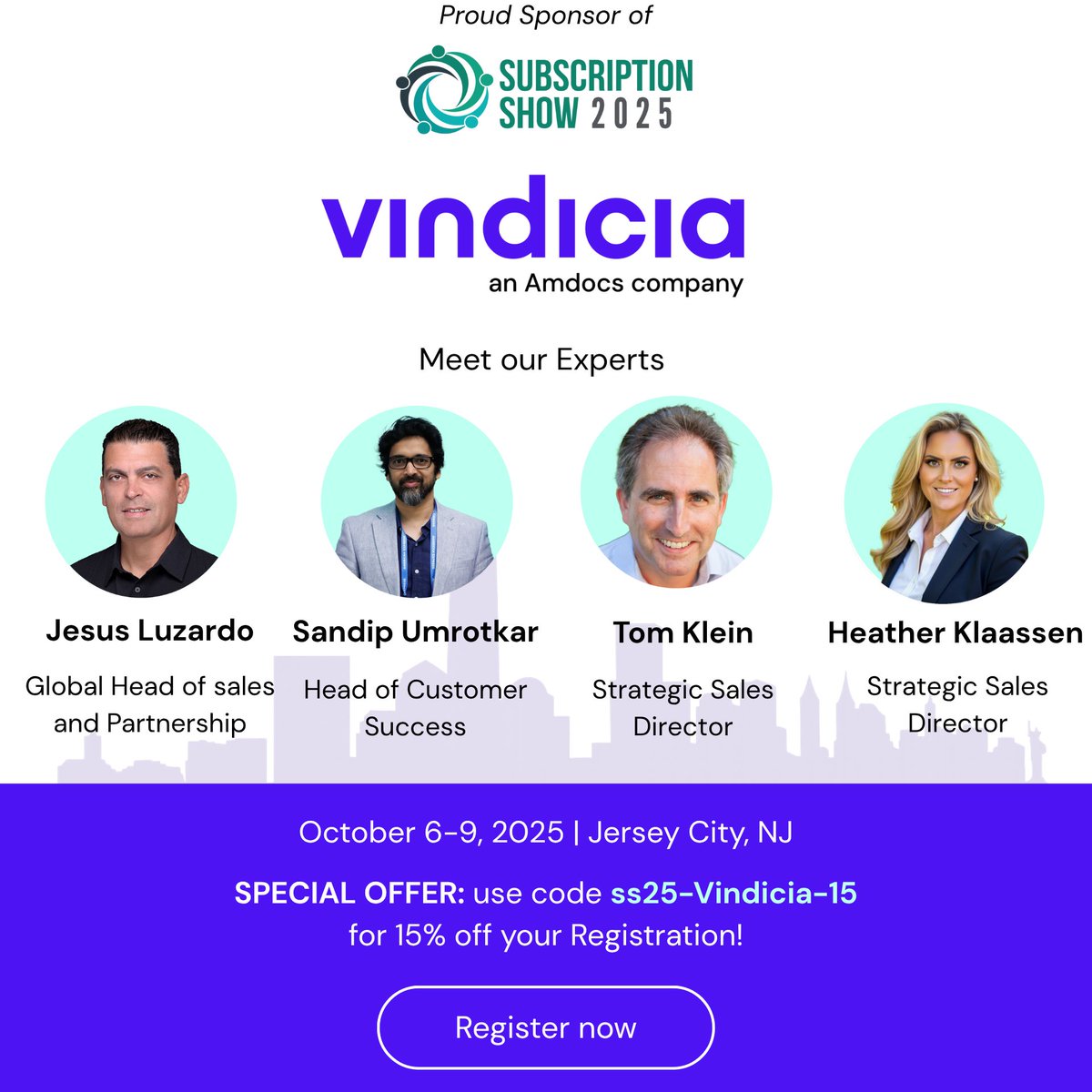 Meet us at #SubscriptionShow2025 (Oct 6–9, Jersey City) and discover how #VindiciaRetain recovers over 50% of failed recurring #payments.
🎟️ Use code SS25-Vindicia-15 for 15% off!
🔗 subscriptionshow.com/tickets/
#PaymentRecovery #CustomerRetention #SubscriptionEconomy