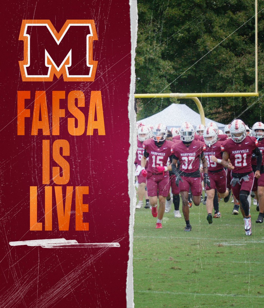 ‘26 Recruits! The FAFSA is live! Make sure you add Maryville College! Our admissions application is free as well! Early Action deadline is October 15! Go Scots!
maryvillecollege.edu/admissions/app…