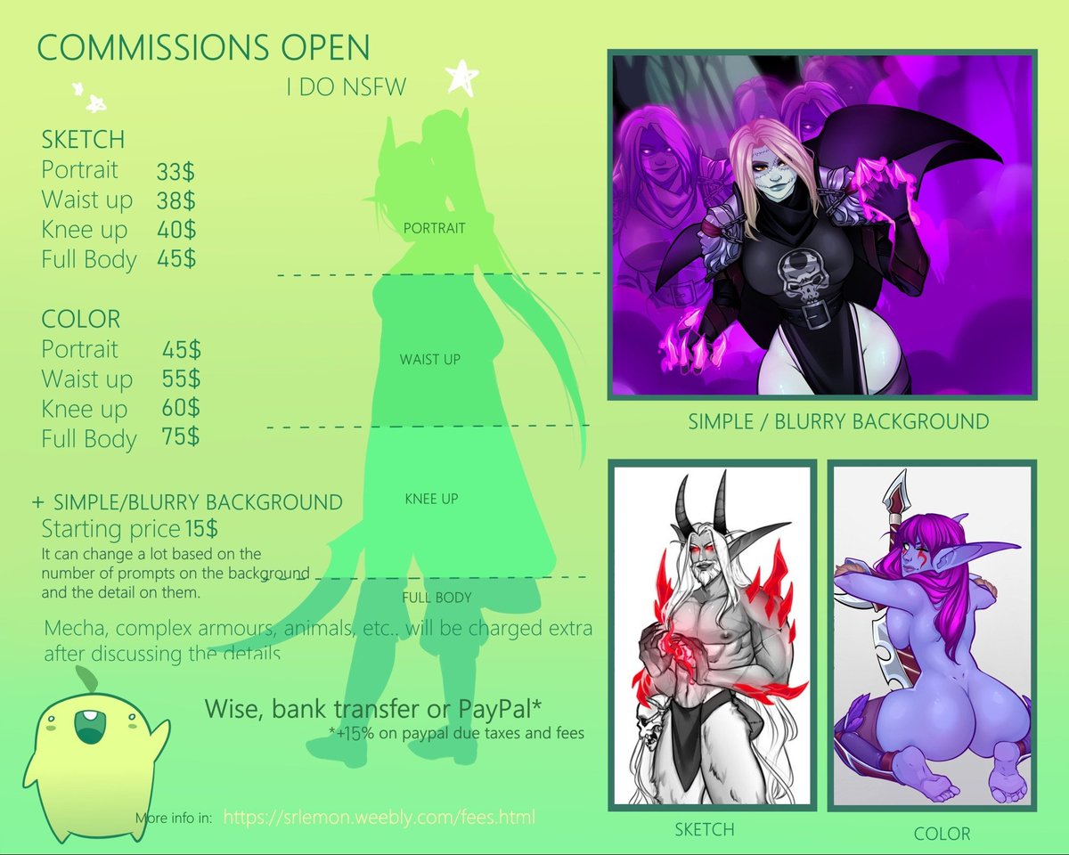🍋 OCTOBER COMMISSIONS OPEN🍋

Want some art for the spooky season? I gottcha
 (˵ •̀ ᴗ - ˵ ) ✧ DM me to claim a slot !

#commissionsopen #opencommissions #wow #worldofwarcraft #dnd #dyd #dungeonsandragons #ffxiv #fantasy #da #digitalart