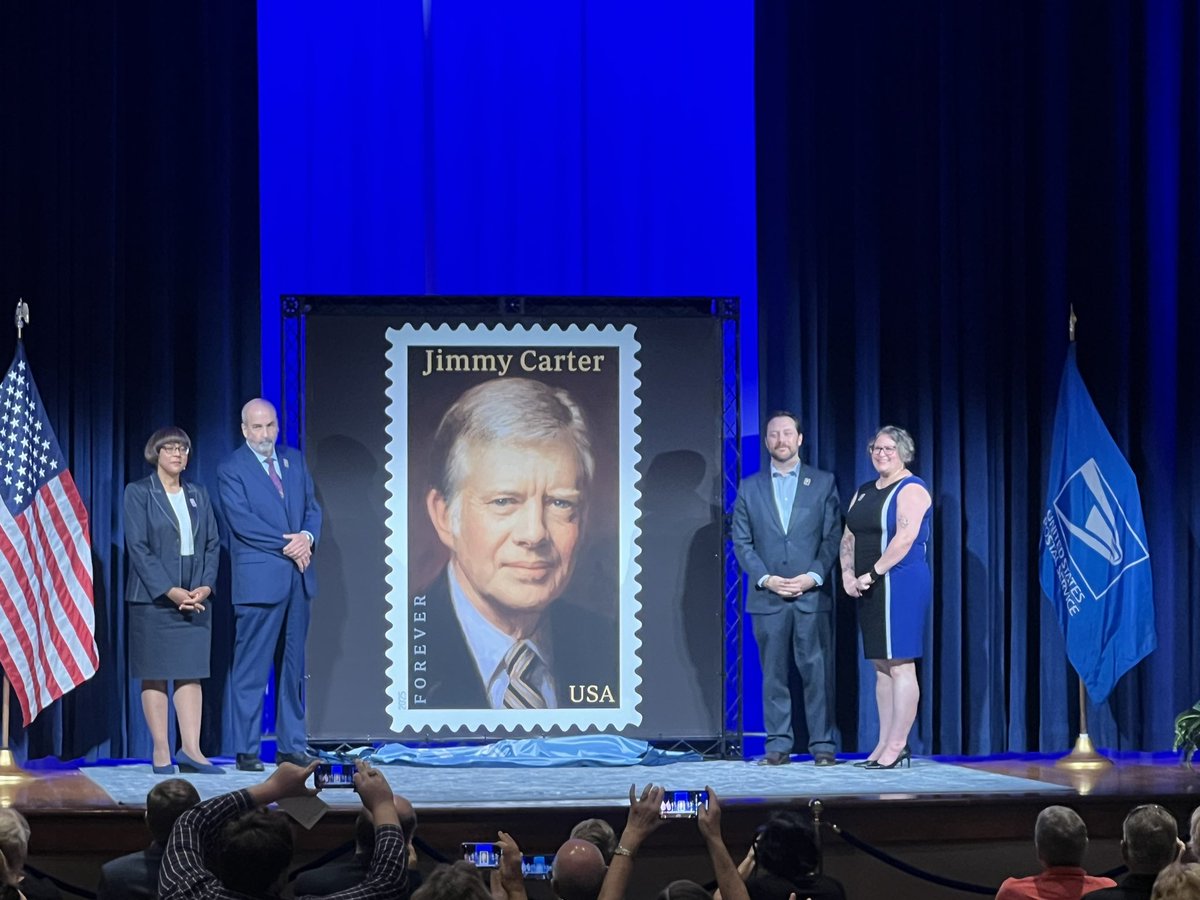 On what would’ve been his 101st birthday the <a href="/USPS/">U.S. Postal Service</a> unveils a new forever stamp honoring former President Jimmy Carter. <a href="/wsbradio/">WSB Radio</a> <a href="/CarterCenter/">The Carter Center</a>
