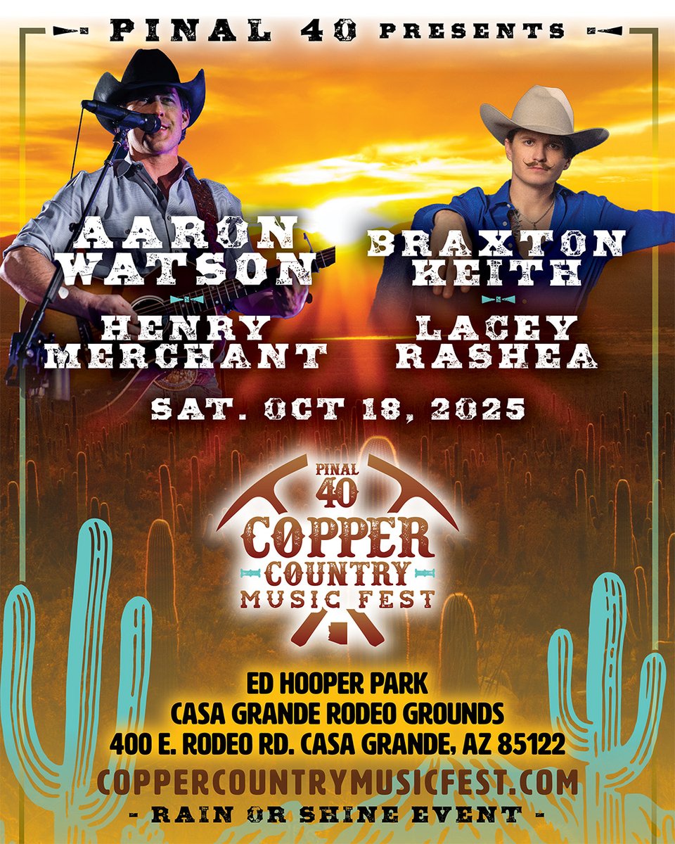 We're kicking things off this Friday at our 2025 Pinal 40 Charity Golf Classic with our First-Ever Pinal 40 Bowl Tournament Saturday! We're finishing October off with our First Annual Copper Country Music Fest! Pinal County, we can't wait to see you there!