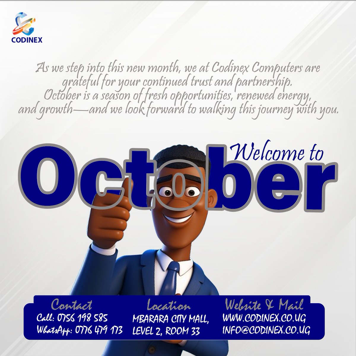 codinex_ug's tweet image. CODINEX offers the best Computer &amp;amp; Tech Services. Visit us any day this month to get discounted services.
#CODINEX #ComputerTraining #CareerGoals #OctoberVibes
@yoasaine @MbararaCorpClub @ntvuganda @DailyMonitor @nbstv @newvisionwire @ChaapaLeague @AnkoleDiocese @CountryCinemas
