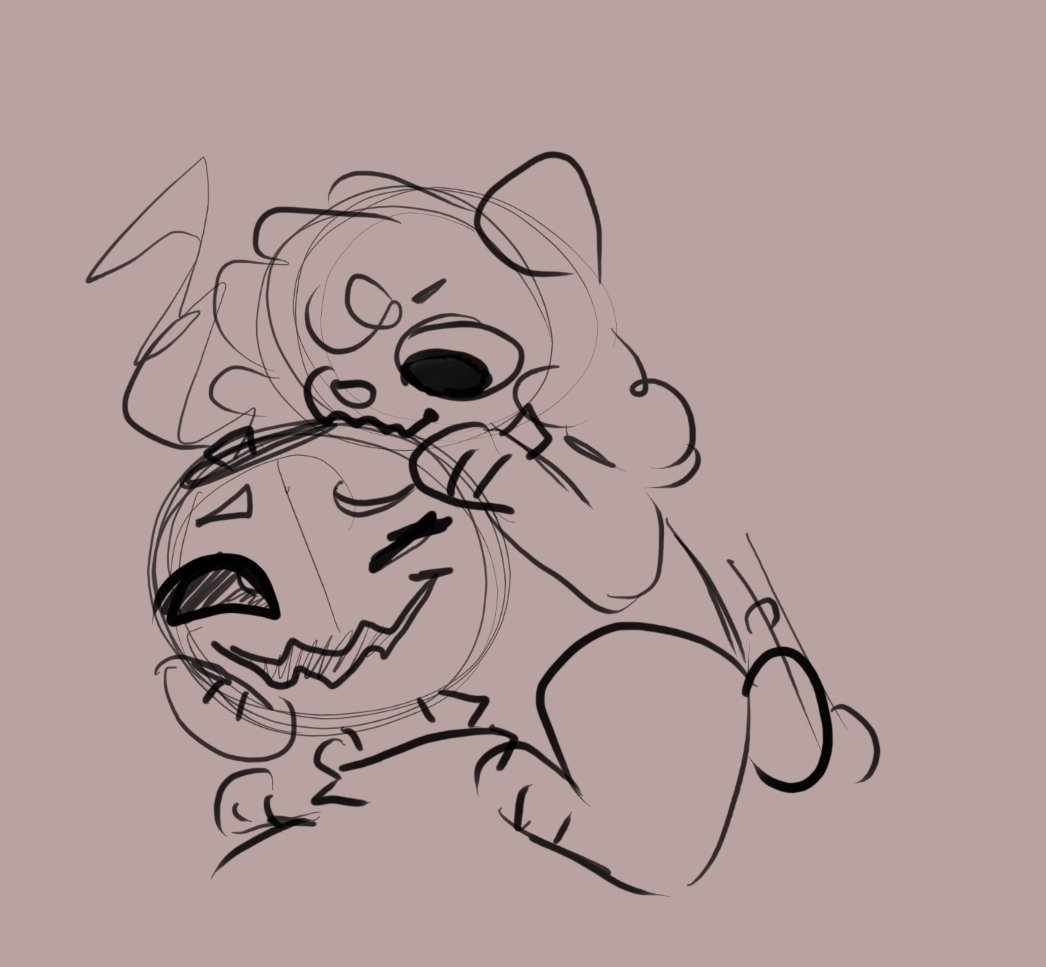 Before I pass out for abit for today to get ready for my trip to visit <a href="/Rayne_Deer/">Rayne</a> 
Lil doodle of me harassing said goofy pumpkin 
Can't wait to beat you up irl /j with love of course 
Super excited to do goofy aaa shit with ya