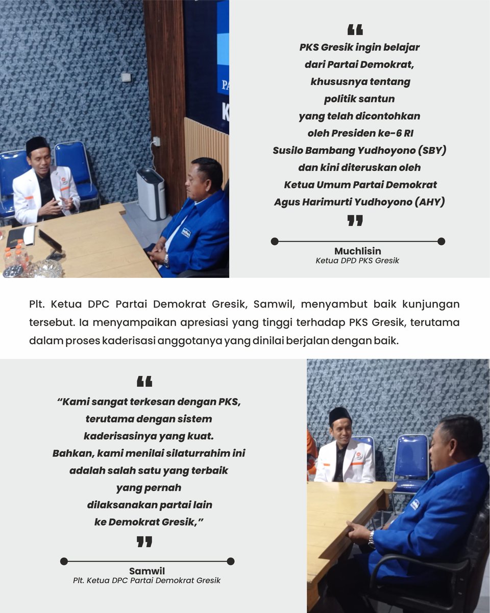 pksgresik's tweet image. PKS Gresik bersilaturrahim ke Partai Demokrat Gresik 🤝
Silaturrahim hangat ini jadi momen untuk belajar politik santun dan bersinergi demi Gresik lebih maju. ✨

#PKSGresik #DemokratGresik