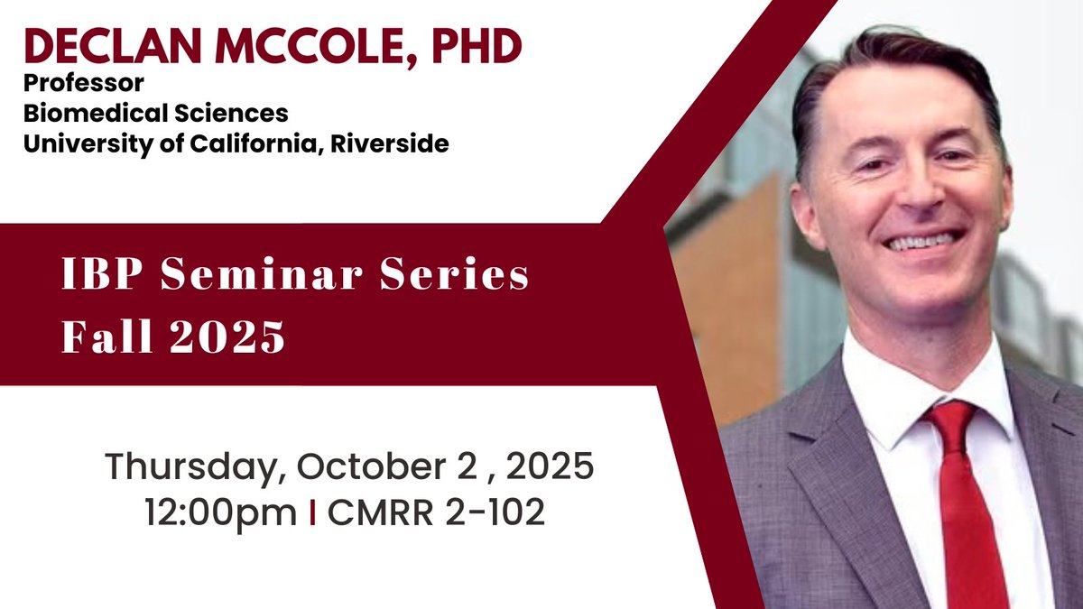 Please join us for tomorrow's IBP seminar series as we welcome Dr. McCole <a href="/DecMcCole/">Declan McCole</a>.   “Regulation of Intestinal Epithelial-Macrophage Barrier Properties by the Inflammatory Bowel Disease Risk Gene, PTPN2”