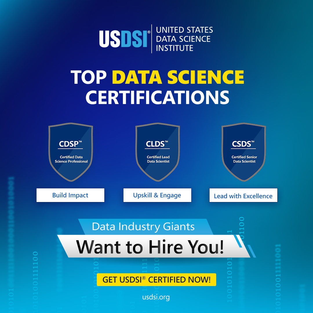 US_DSI's tweet image. Looking for global career growth? USDSI® Data Science certifications are designed to transform beginners, working professionals, and career switchers into in-demand data leaders. Get USDSI® Certified Today bit.ly/3T4NjoF
#DataScienceCertifications #DataScineceBeginner
