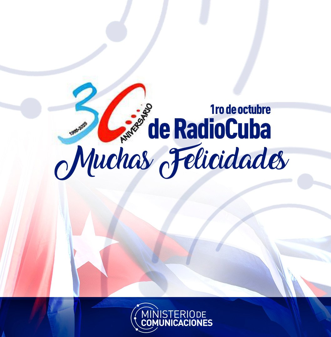 ¡<a href="/RadiocubaSTX/">RadiocubaSTX</a> cumple 30 años! Nuestro reconocimiento a sus trabajadores, columna técnica de las trasmisiones de Radio y TV en #Cuba. Su compromiso humano y profesional garantiza que la señal llegue a todos y que avancemos en el despliegue de la #TelevisiónDigital.
¡Felicidades!
