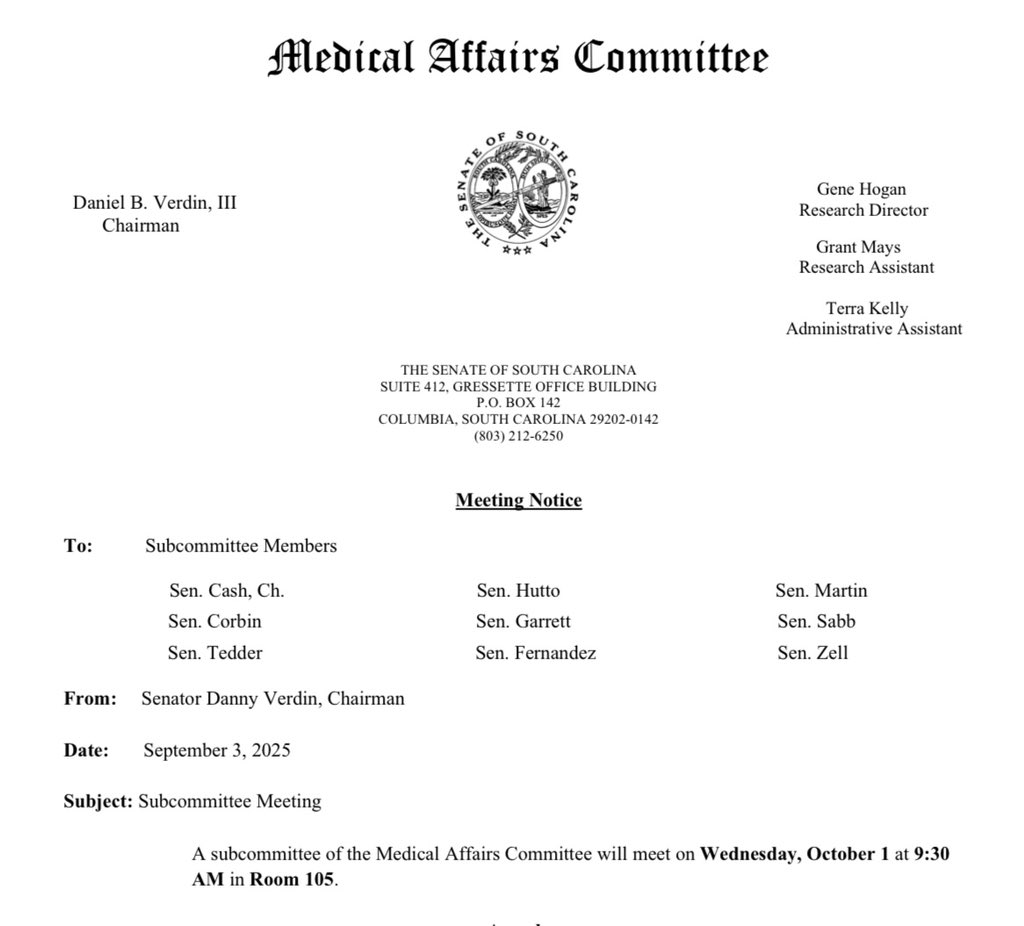 Speaking today against S.323 at the SC Senate Medical Affairs Sub Committee. This total abortion ban bill eliminates all current legal exceptions and the judicial bypass process. It’s abhorrent.