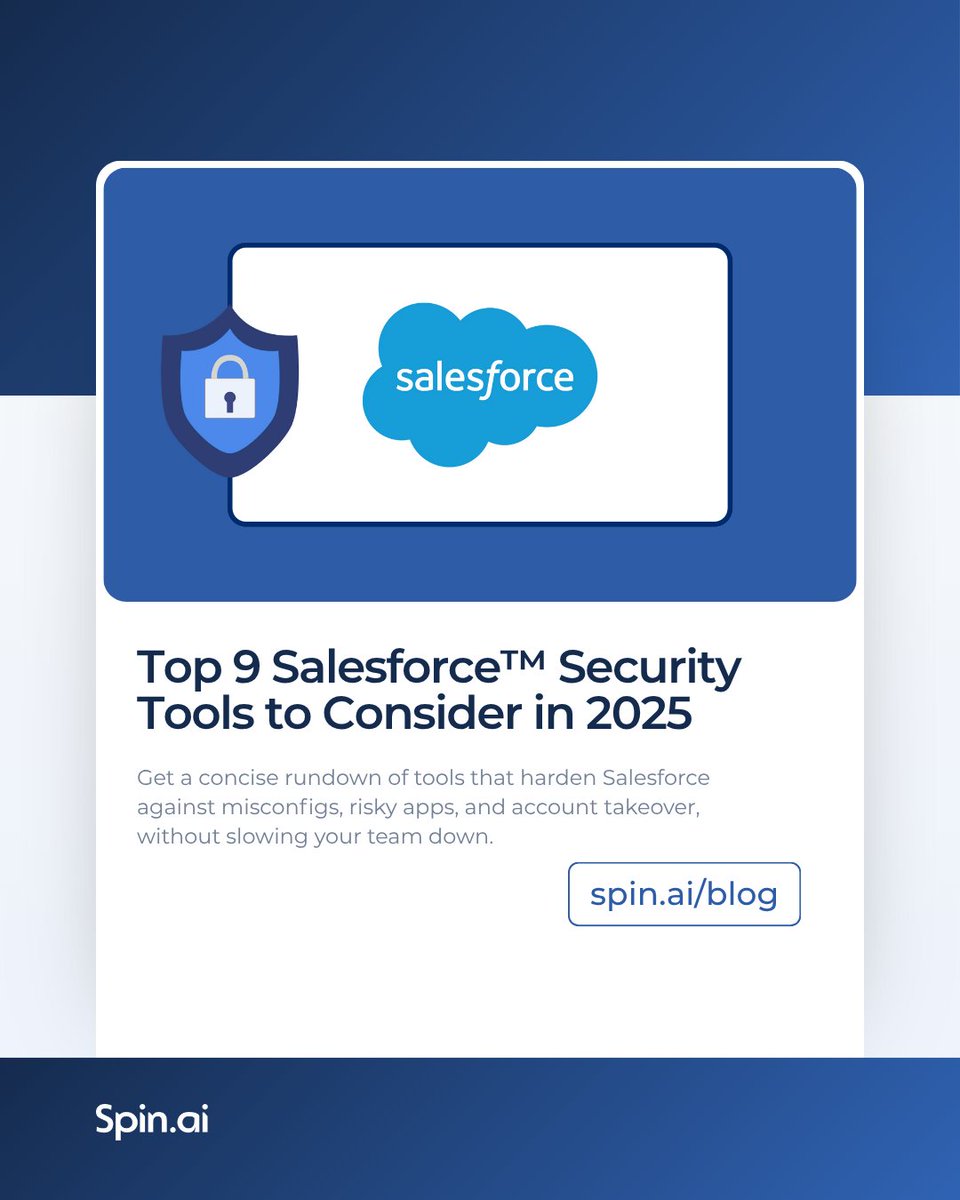 spintechinc's tweet image. 🔒🔒 Is your Salesforce data really secure?
Misconfigs + insider risks = huge exposure 🚨
Check out the must-have security tools to protect your CRM 👉 bit.ly/3VN8YTE
#Cybersecurity #SaaSSecurity #SpinAI