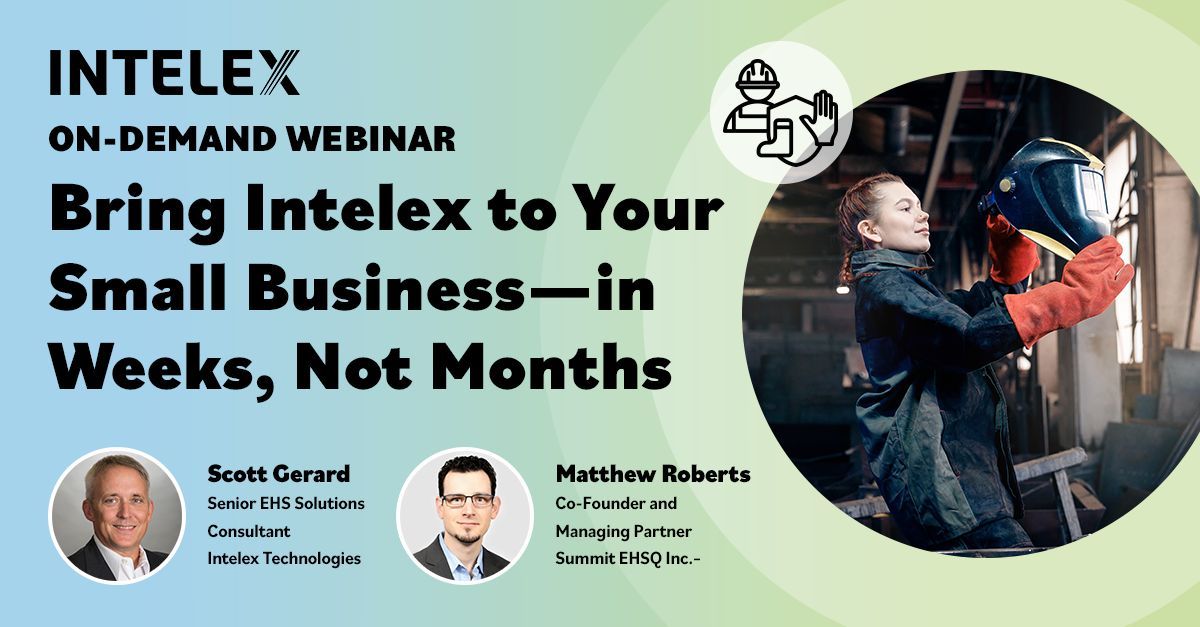 Intelex's tweet image. Most EHS software isn&apos;t built for small businesses—too complex, too slow, too costly.
Intelex Essentials changes that.
See how SMBs are simplifying safety with fast, self-guided setup and real-world tools.
Watch the session: buff.ly/8oymiPX
#SafetySoftware #SMBTech #EHS